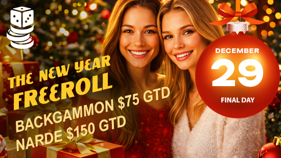 BackgammonSmart's tweet image. 🎄We’ve prepared two New Year #freerolls:
🎲 #Backgammon — $75 prize pool
🎲 #Narde — $150 prize pool
⏰ Both freerolls run one after another on Dec 29 (evening).
📜 Roll 2–6 on the dice 20 times to enter.
🗓 Missions start Dec 23.
Get your tickets, and welcome 2026 with wins!