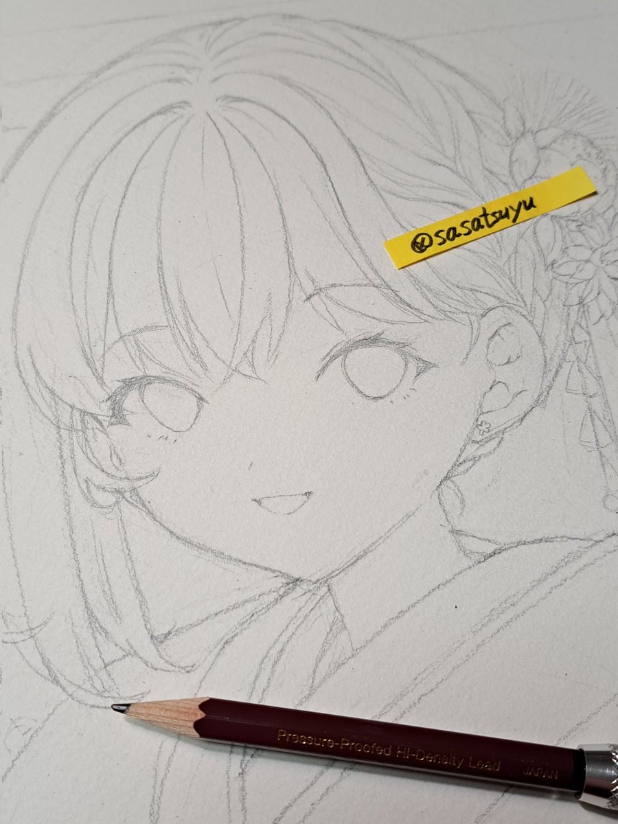 「ようやく大色紙サイズ年賀絵ー(;'д`) 一枚下絵できたけどなんかもう一枚描きた」|ささつゆ🦊5/5【COMITIA144】H28b📚5/6【A40】参加のイラスト