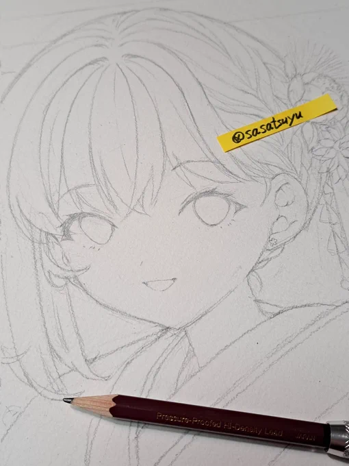ようやく大色紙サイズ年賀絵ー(;'д`) 一枚下絵できたけどなんかもう一枚描きたくなってきたな…描けたら追加する…