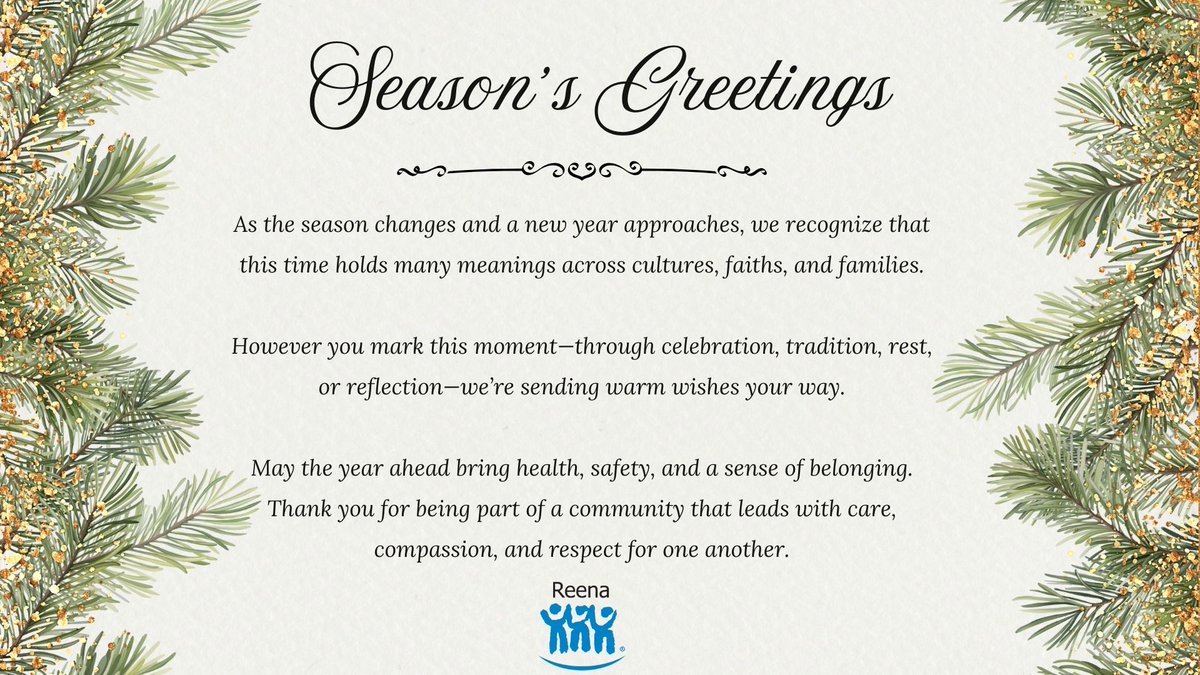 ReenaFoundation's tweet image. Season's Greetings from @ReenaFoundation #Belonging #inclusion #Yearofimpact