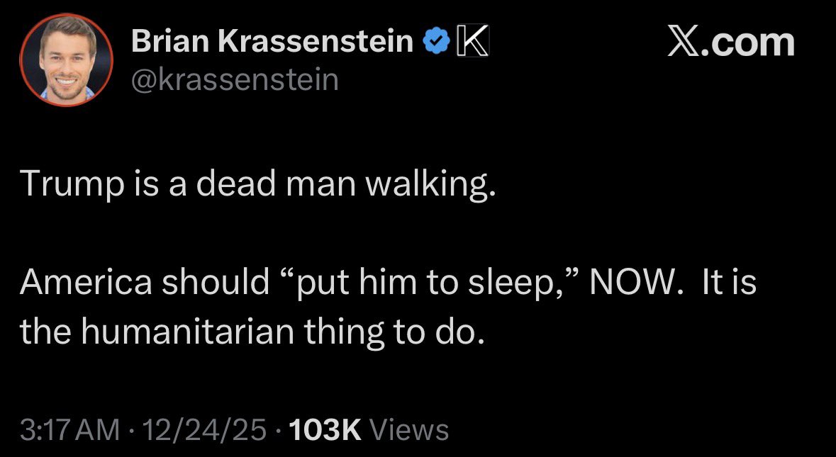 Brian Krassenstein was up at 3AM on Christmas Eve fantasizing about murdering the President of the United States.