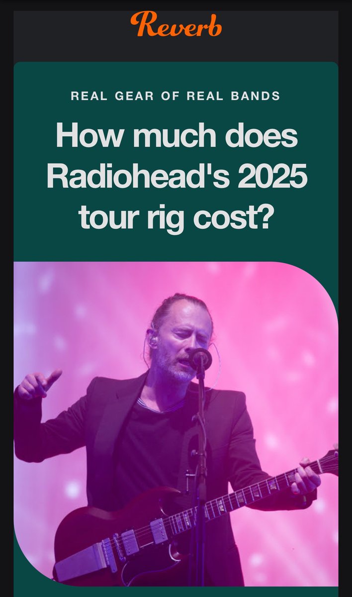 SomeGetcha's tweet image. Radiohead are back on the road, and their 2025 tour rigs are deep—and expensive.

We broke down the guitars, pedals, synths, and amps onstage and tallied up what the full setup is actually worth. The final number might surprise you.

Affiliate: tidd.ly/3Yb8ZSw