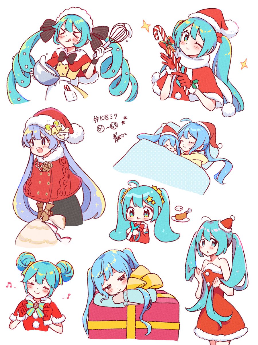 1030Aoiyui's tweet image. 61〜68🎄⭐️
#煩悩の数だけ初音ミクを描く