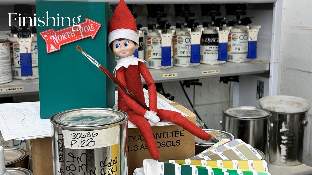 Today we are adding the finishing touches, Oakley the Elf's favorite part! From riding the flatbed laser to etch logos to carefully picking colors for each piece, he makes sure every custom detail is perfect before shipping. #ElfOnTheShelf #ChristmasMagic #DesignBuild