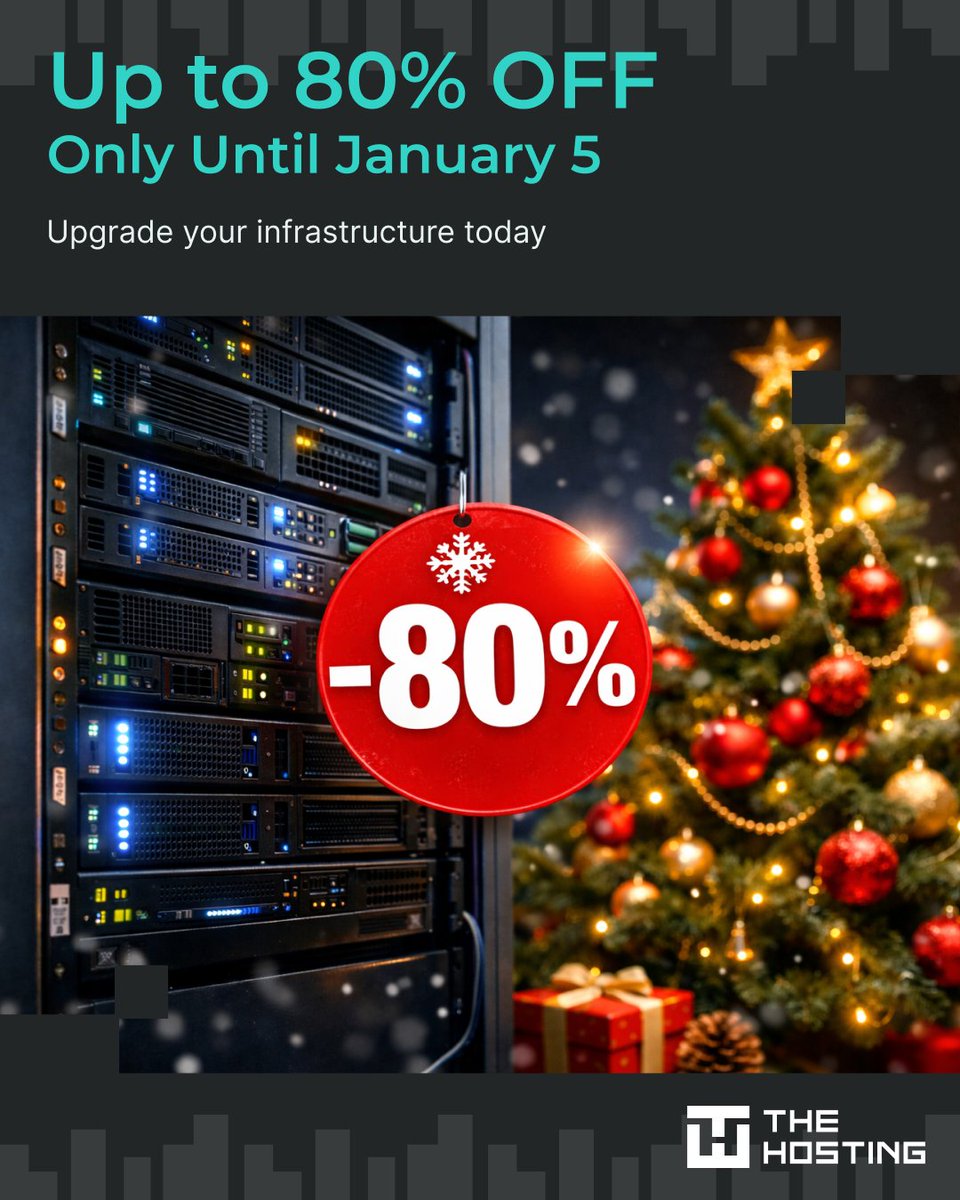 the_hosting_'s tweet photo. 🎄 https://t.co/rzwep8okre New Year's Special: Up to 80% OFF Servers!

Promotion Period: December 25th – January 5th
Promo Code: THE26

As 2025 draws to a close, new horizons are opening up for your projects. Step into 2026 with confidence, powered by reliable infrastructure and unparalleled offers designed to fuel your growth and development.

https://t.co/rzwep8okre is thrilled to launch its New Year's promotion: a 26% discount applies to all locations and key server lines:

➖ VPS/VDS (all locations);
➖ Hi-CPU VPS/VDS (4.5 GHz); 
➖ VPS Storage (Netherlands). 

But that's not all! We're offering even higher discounts on virtual servers in select locations:

80% OFF – Bosnia, Albania
70% OFF – Australia, Ireland
60% OFF – India, Romania
50% OFF – Malaysia, Hungary

Plus, as part of this special offer, enjoy a 10% discount on renewals for your current virtual and dedicated servers! This is your chance to lock in favorable terms and continue your operations without increased costs. Simply use the same promo code THE26 at the final stage of payment for your services.

🎁 How to Get Your Discount

Select your desired location and configuration on our website. During checkout, enter the promo code. Once confirmed, your server will be provisioned within 10–15 minutes.

Launch new projects, scale your infrastructure, and kick off 2026 on a powerful https://t.co/rzwep8okre platform – with incredible savings, blazing speed, and ample room for growth.

🔔 Happy New Year and Merry Christmas!

Important: Discounts cannot be combined; servers and other products purchased under this promotion are non-refundable.