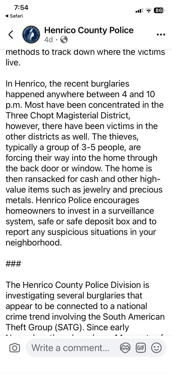 RVABBA1973's tweet image. Live in Henrico County and we are already being warned -