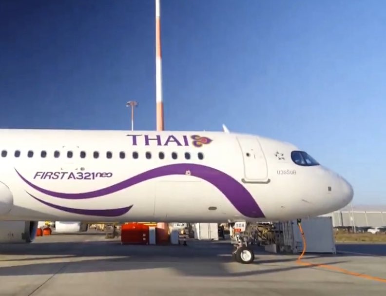 Gate7aviation's tweet image. Thaï Airways International reçoit aujourd’hui son premier A321neo ! le 1er d’une commande de 32 appareils qui marque le début de la stratégie ambitieuse de renouvellement de flotte de #ThaiAirways