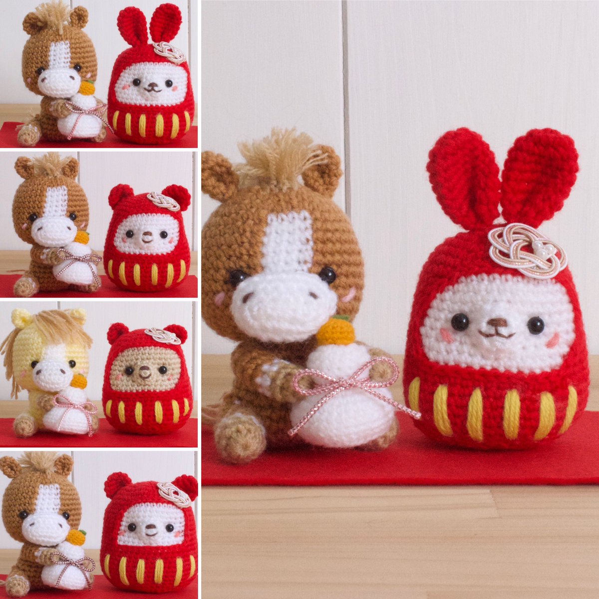 🎍午年飾り🐴 ⁡ 2026年の正月飾りは、鏡餅を抱えたお馬さん🐴と、縁起