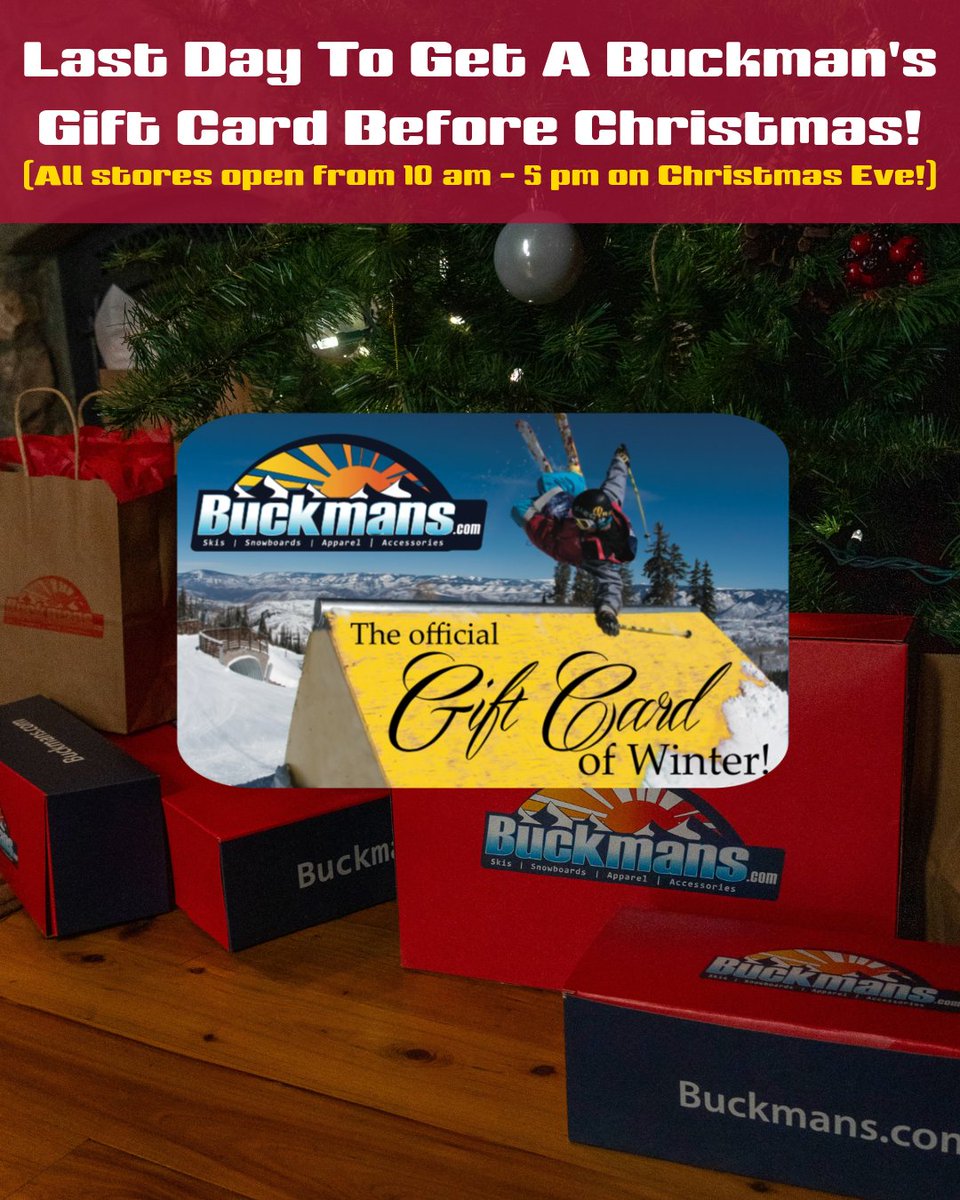 We are open for Christmas Eve! All stores are open today from 10 am - 5 pm.  Stores are closed tomorrow for Christmas. All stores open at 10 am on Friday.

#Buckmans #Christmas #ChristmasEve #StockingStuffers #GiftCards