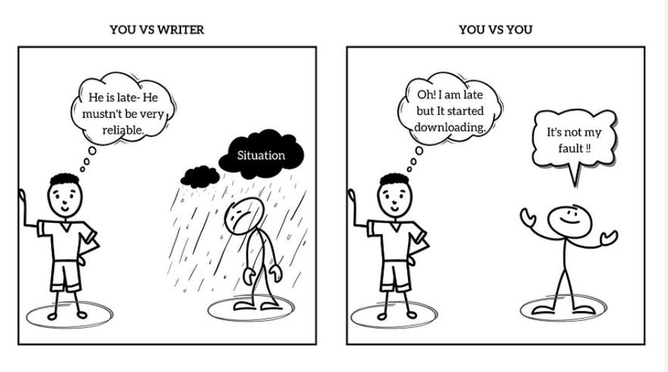 GeniusGTX's tweet image. 5. Fundamental Attribution Error:

We judge others by their actions, but we judge ourselves by our intentions.

If someone is late, they are lazy. If you are late, it was traffic.

Extend the same grace to others that you give yourself.