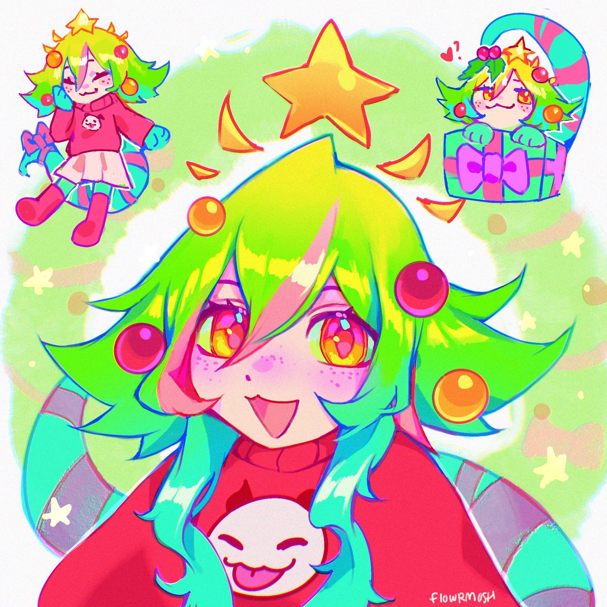 flowrmosh's tweet image. merry christmas eve from neeko!! :3 🎄