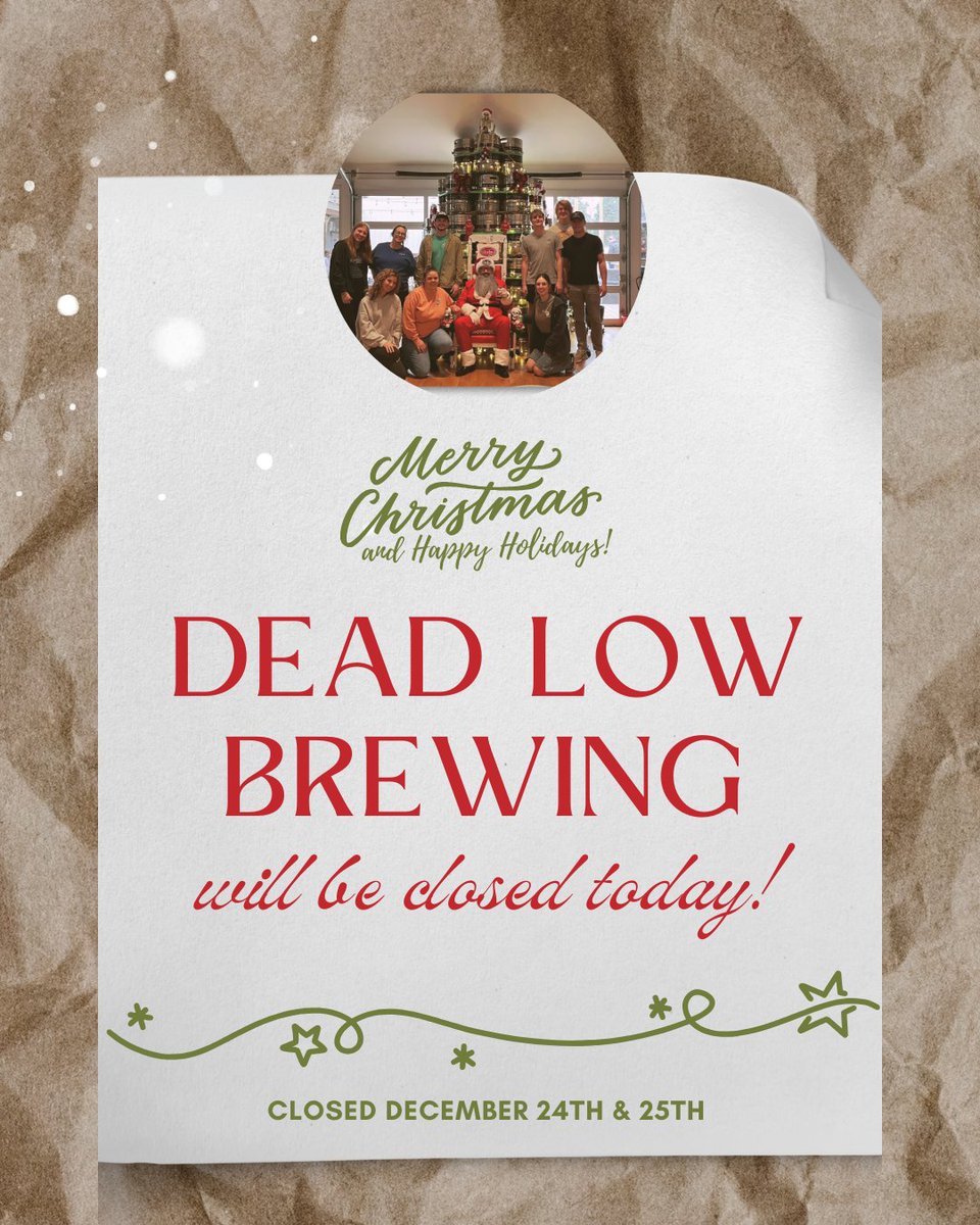 From our family to yours, wishing you a Merry Christmas and Happy Holidays!🎄

Dead Low will be closed today and tomorrow for Christmas Eve and Christmas Day. We hope your days are filled with good food, great company, and festive cheer.

What’s your favorite holiday tradition?