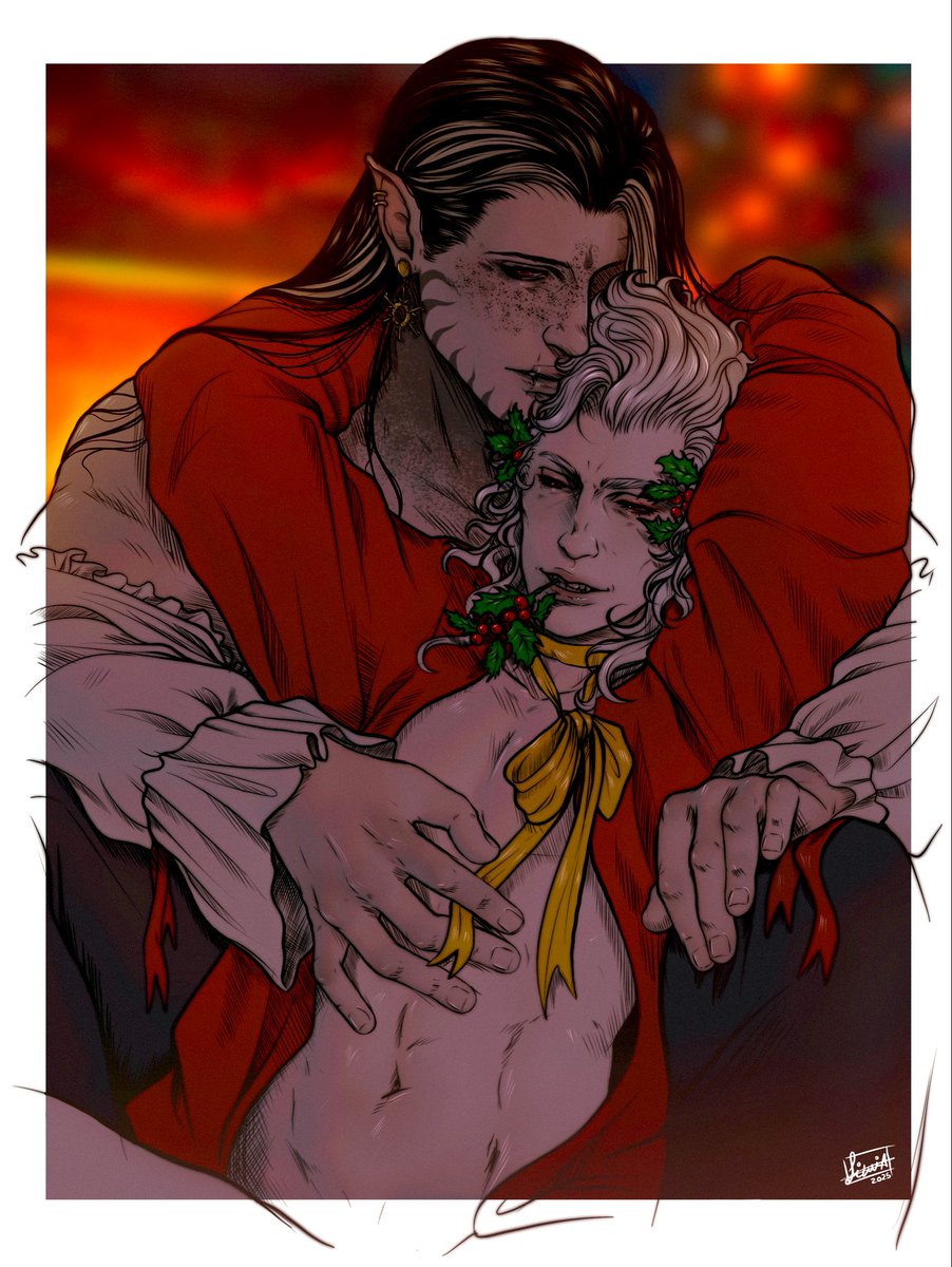 _Silery_'s tweet image. 🎄✨ Happy Holidays from Lord Astarion and his Dark Consort✨🎄

#BaldursGate3 #bg3 #astarion #tavstarion