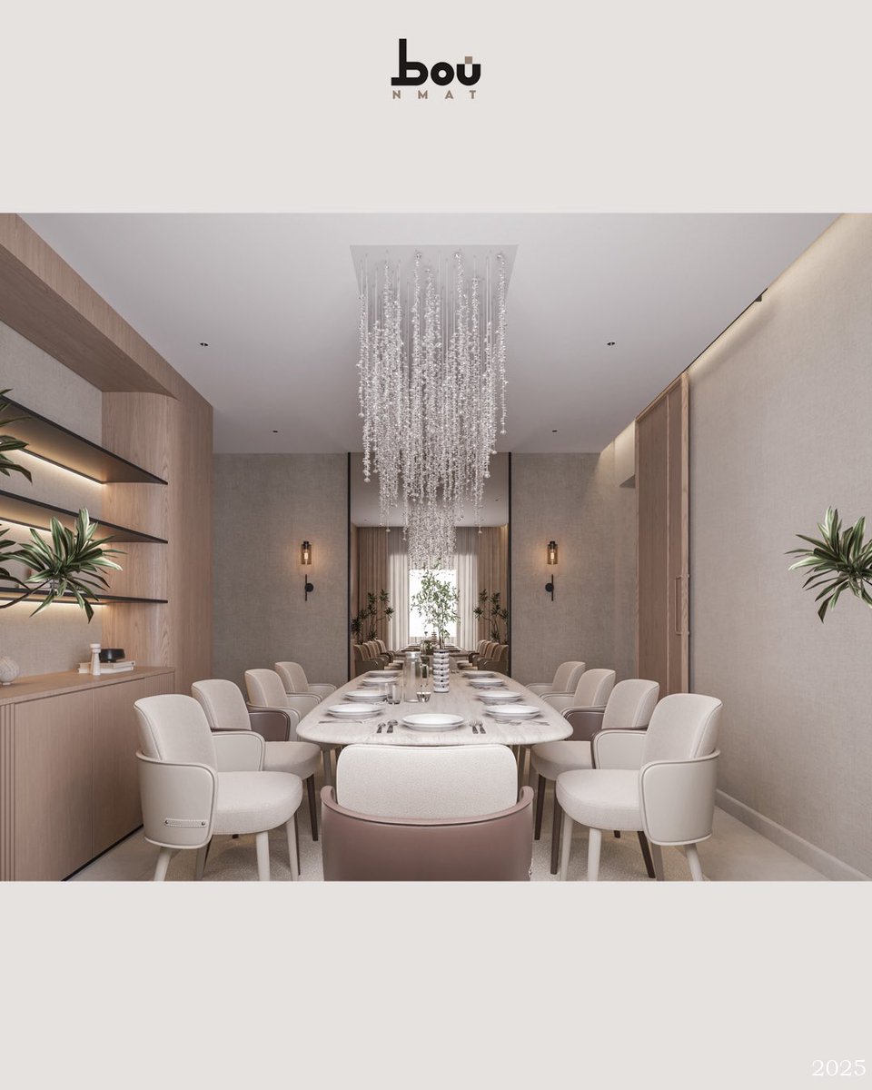غرفة طعام صُممت لتكون قلب المنزل 🤍
اعتمدنا على ألوان هادئة وخامات طبيعية تمنح إحساس الدفء، مع توزيع مريح للأثاث وإضاءة مدروسة تبرز التفاصيل وتخلق أجواء مثالية للتجمعات العائلية واللحظات الخاصة.
في نمط نهتم بأن يكون التصميم عمليًا، أنيقًا، ويعكس أسلوب حياة متوازن يجمع بين الراحة