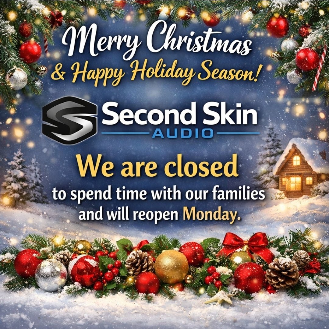 🎄 Merry Christmas &amp; Happy Holiday Season from all of us at Second Skin Audio!
We’re closed for the holiday to spend time with our families and will reopen Monday.
Thank you for an amazing year! 🎁