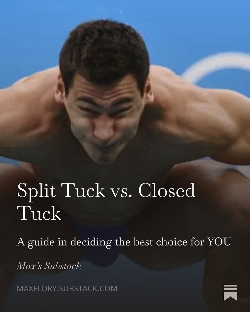 maxflory's tweet image. My thoughts on whether a split or closed tuck is better, and a guide for which one you should choose for your diving.

Check it out for free ⬇️

open.substack.com/pub/maxflory/p…