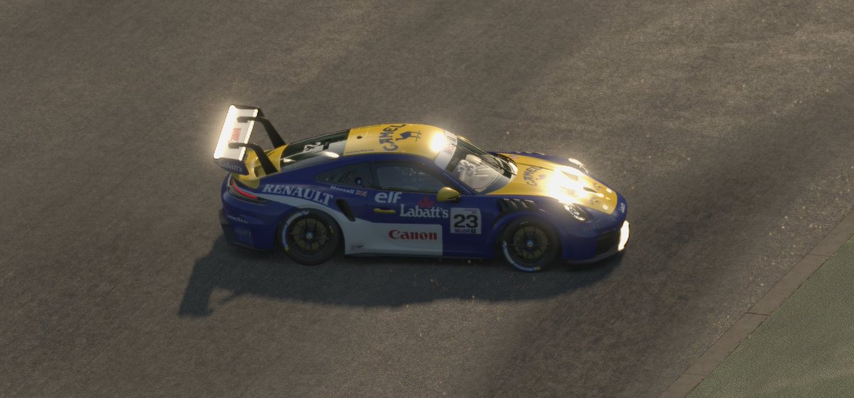 Siguiendo mi tradición con los Porsches esta vez he dedicado unas horillas a "replicar" el williams FW14b de Nigel Mansell para el 992.2 La dejo por aquí por si alguien la quiere. tradingpaints.com/showroom/view/… 
<a href="/iRacing/">iRacing</a> <a href="/tradingpaints/">Trading Paints</a> <a href="/iRacing_es/">iRacing.es</a>