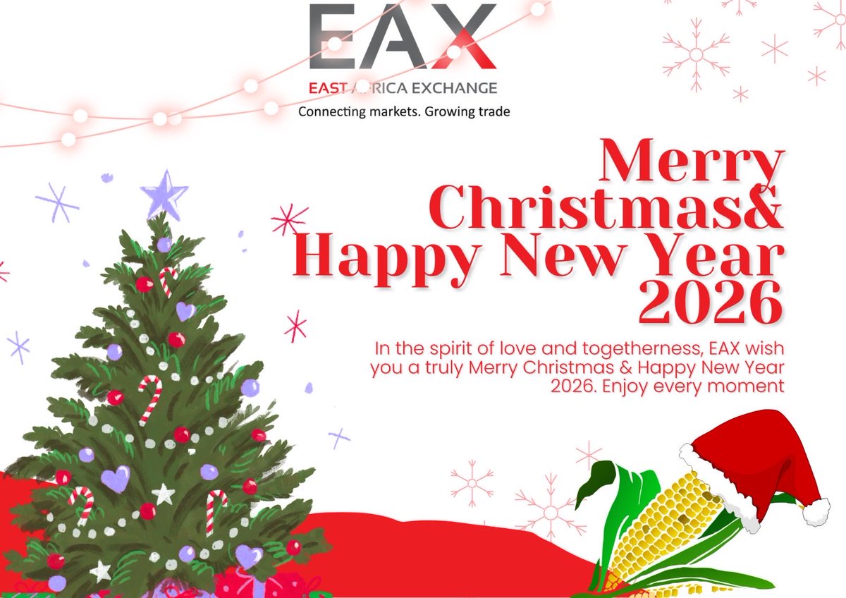 EAX_Exchange's tweet photo. Wrapping up the year with gratitude for your trust and collaboration. Happy Holidays from Team EAST AFRICA EXCHANGE( EAX ) https://t.co/wecv7bJebu