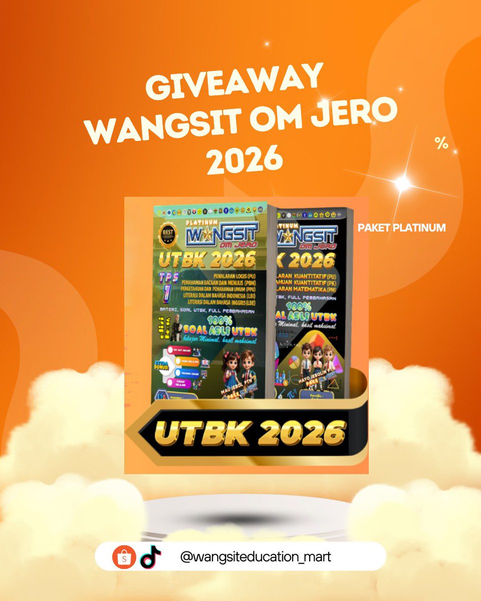 Wangsitedu_mart's tweet image. 10 PAKET WANGSIT PLATINUM OM JERO GRATIS‼️
(Perayaan after TKA ceritanya. Nilainya yg wow itu🤭)

GAMPANG BGT:
-Follow akun ini
-Quote dan love postingan ini
-Reply kenapa mau bgt buku ini
-Tag 2 temen
✨Max 10 Jan✨

 Ga sabar? langsung order di sini ehe: s.shopee.co.id/AKTmv2I8Wn