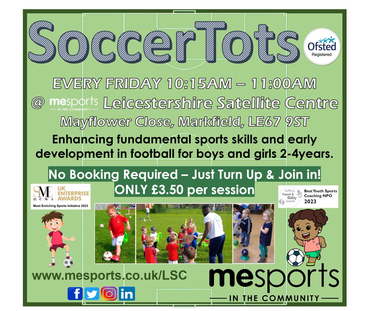 ⚽️SoccerTots in Markfield!!⚽️

Join our SoccerTots session every Friday, perfect for little ones to develop sports skills!😁

#SoccerTots #soccer #toddlers #football #sports #fun #MESportsCIC