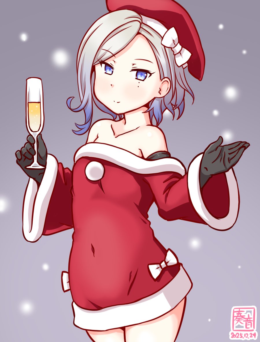 「Mon amiral、姉さん、Joyeux Noël!
 三人で一緒のクリスマス、嬉しいわ♪」

#艦これ版真剣お絵描き60分一本勝負_20251224
#ジャン・バール 