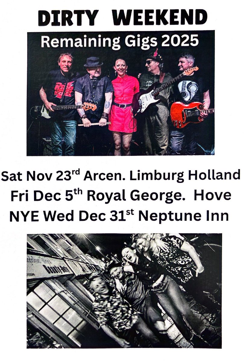 WAMAization's tweet image. Dirty Weekend play The Neptune Inn #HoveNYE #Hove @OfficialBHAFC  @wearebrighton #BrightonNYE
