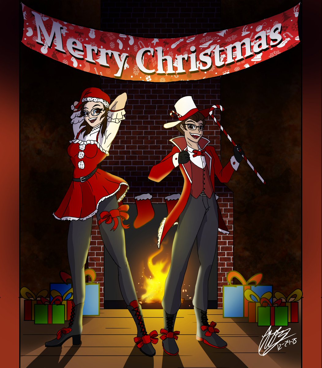 Merry Christmas to all and to all a good night

#ArtistOnTwitter #DigitalArtist #ocart #Christmas2025 #artmoots <a href="/meociameow/">Nyaokameo</a>