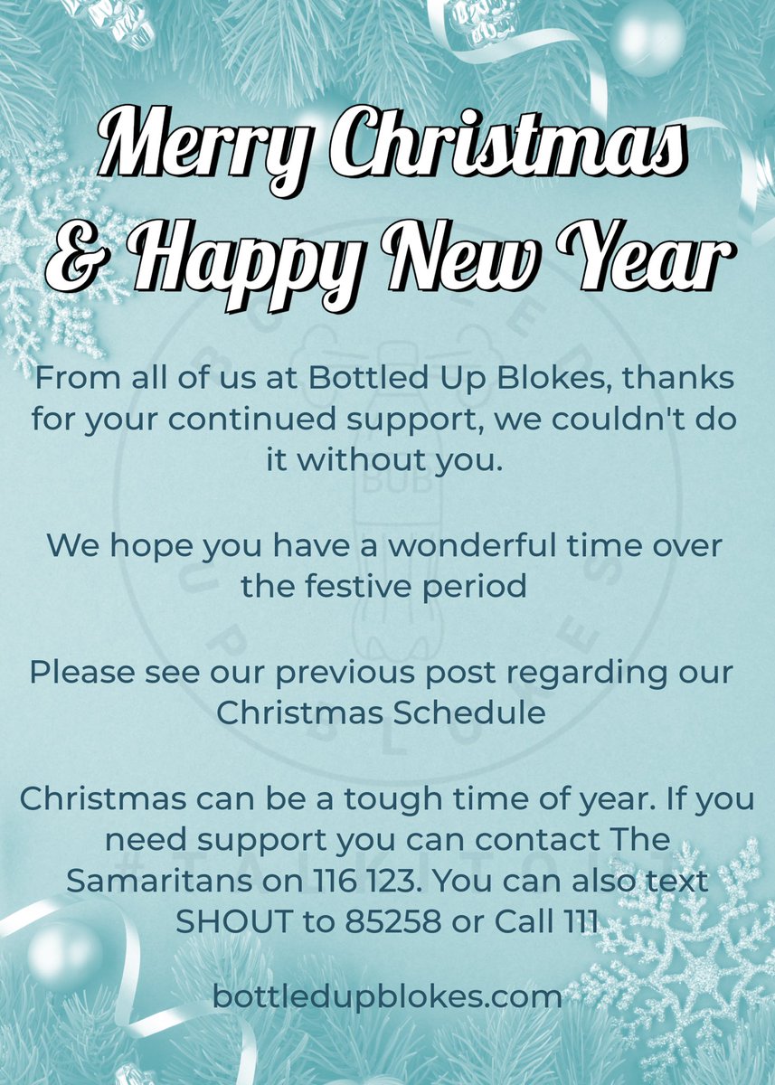 BottledUpBlokes's tweet image. Merry Christmas from everyone at BUB 💙

#TalkItOut