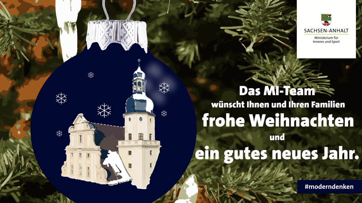 Das Team des MI und Ministerin Dr. Tamara Zieschang wünschen Ihnen ein schönes Weihnachtsfest. Wir möchten allen Kräften von Polizei, Feuerwehr und Rettungsdiensten danken, die auch während der Feiertage für unsere Sicherheit sorgen. Kommen Sie gut von Ihren Einsätzen zurück! 🎄