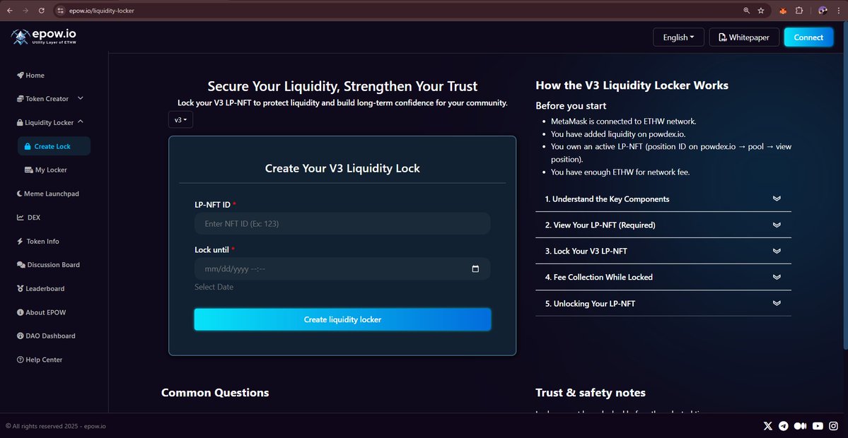 epow_io's tweet image. Liquidity locking is not about trust.

It is about enforcement.

When liquidity is locked on-chain:
– Funds cannot be withdrawn early
– Timelines are transparent
– Risk is reduced structurally

epow.io/liquidity-lock…

#ETHW #EthereumPoW #DeFi #Web3Security #LiquidityLock…
