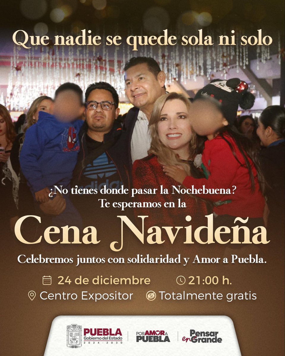 armentapuebla_'s tweet photo. ¡Disfruta con nosotros de la Gran Cena Navideña! 🍽️🎄🎁  

Te esperamos en el Centro Expositor, a partir de las 21:00 horas 🕘, para compartir juntas y juntos este gran momento 🎉 como parte del #FestivalNavideño #PorAmorAPuebla. ❤️🎅🏼 https://t.co/iIMPrKDoWV