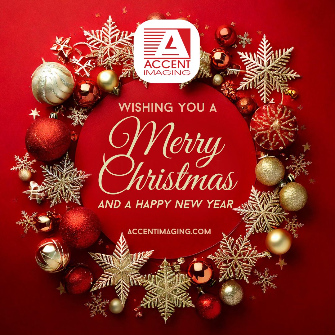 AccentImaging's tweet photo. Merry Christmas and Happy New Year from all of us at Accent Imaging! 🎄 Our offices will be closed Dec 25th, Dec 26th and Jan 1st. Thank you for trusting us with your print and technology needs this year! https://t.co/V7UBnix0G2