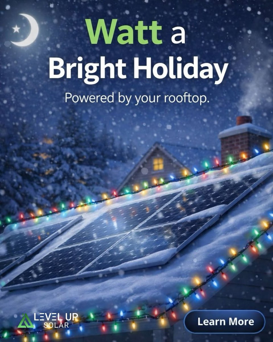 LevelUpSolar's tweet photo. Watt a bright holiday ☀️✨
Power your home with solar energy and enjoy a season that truly shines.
Built Local. Powered by Sunshine.
#WattABrightHoliday #SolarEnergy #GoSolar #CleanEnergy #RenewableEnergy
#SolarPower #BrightFuture #GreenLiving #SustainableLiving
#BuiltLocal https://t.co/13u1fFJhjz