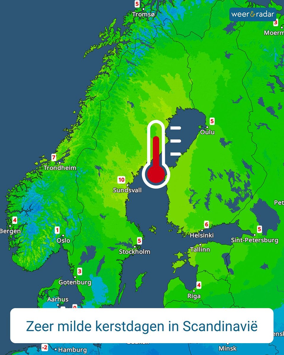 weerenradar_be's tweet image. Geen winterse kerstdagen in grote delen van Scandinavië!❌☃️ Op veel plekken tot boven de poolcirkel vriest het niet en regionaal loopt het kwik op tot wel 10 graden.

#weernieuws #weerupdate #kerstweer #hetweer #scandinavië #zweden #noorwegen #lapland