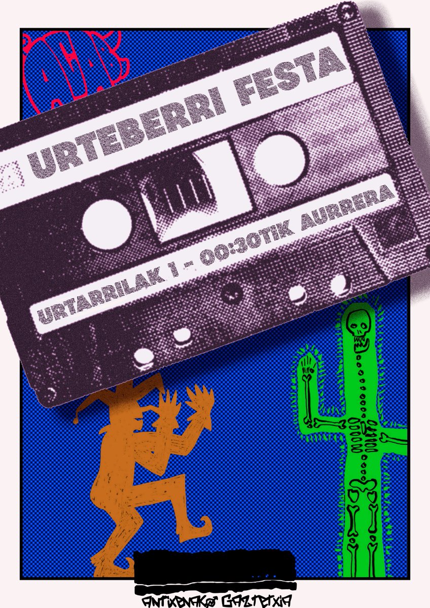🎉 𝚄𝚛𝚝𝚎𝚋𝚎𝚛𝚛𝚒 𝚏𝚎𝚜𝚝𝚊 🎊
Aurtengo festarako aldaketekin gatoz:

- Ez da DJrik egongo. Dantzarako leku gehixau jareku eta musikia turnolarixek jarriko daue.

- 2 orduko turnuak izango dia, 00:30ttan hasitta. Arranon apuntau ahalko zarei 25etik (bixartik) aurrera.