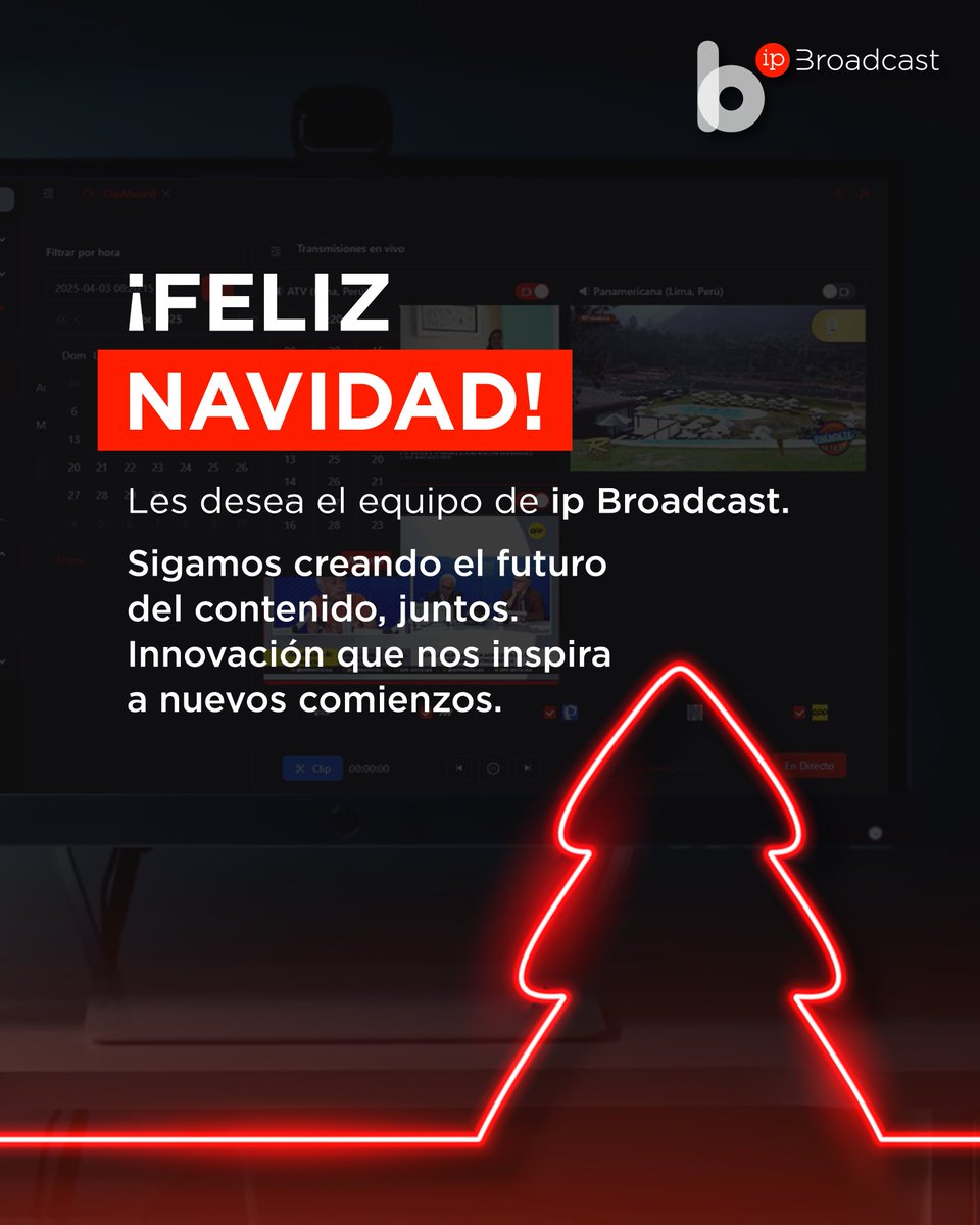 ipbroadcast_'s tweet photo. Feliz Navidad 🎄
Que estas fiestas nos inspiren a seguir creando, innovando y conectando historias.
Gracias por ser parte del camino.
#FelizNavidad #Innovación #ipBroadcast #ContenidoInteligente #BroadcastTech #OperacionesDigitales https://t.co/nQeiKG1e4F