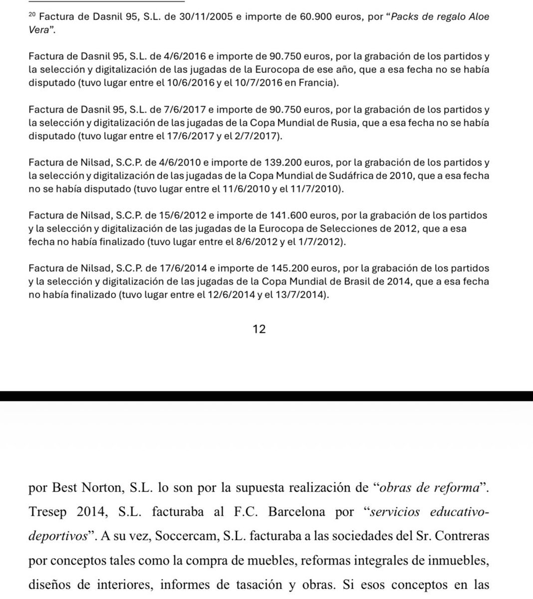 Ramon_AlvarezMM's tweet image. 🚨 Algunas de las facturas de Caso Barça Negreira. “Servicios educativos”, “obras de reforma”, Mundiales y Eurocopas no disputados…