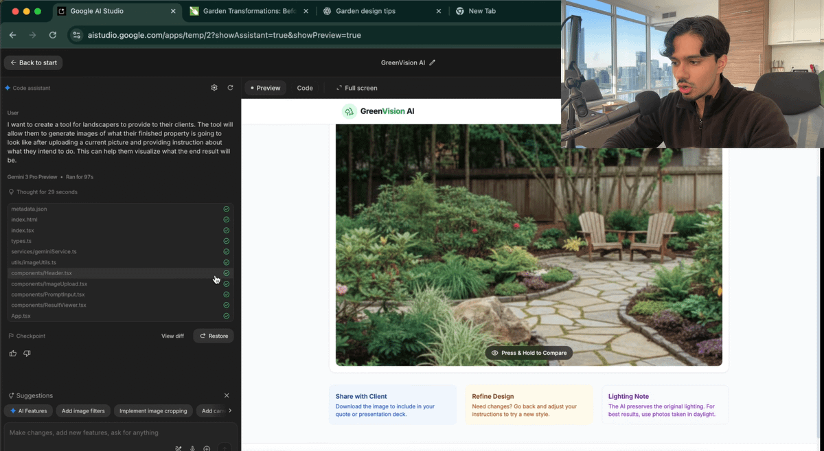 I JUST BUILT A LANDSCAPING AI APP WITH THE NEW GEMINI 3
and it took me just 5 minutes

This system:
- Generates instant quotes
- Books jobs automatically
- Replies to customers in seconds
- Handles upsells based on property size
- Sends reminders &amp; follow-ups without lifting a