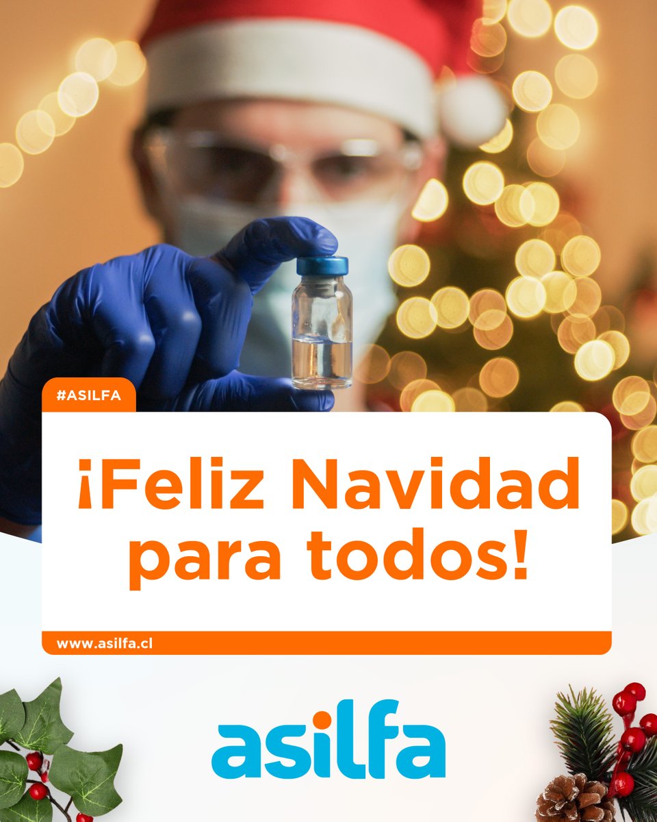 Desde ASILFA enviamos un afectuoso saludo de #Navidad a todas las personas y familias de #Chile, en nombre de nuestros #laboratorios asociados.

Que estas fiestas traigan una merecida pausa. 

Y al celebrar: si estás en tratamiento, evita mezclar #medicamentos y #alcohol.
