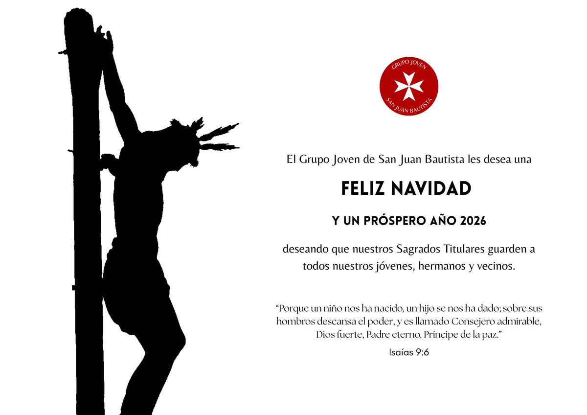 Desde el Grupo Joven de la <a href="/HdadSJBautista/">Hermandad Sacramental de San Juan Bautista</a>, os deseamos a todos una FELIZ NAVIDAD y un PRÓSPERO AÑO 2026, con el deseo de que nuestros Sagrados Titulares guarden a todos nuestros jóvenes, hermanos y devotos.

#GJSanJuanBautista #HdadSJBautista #LaTempranilla