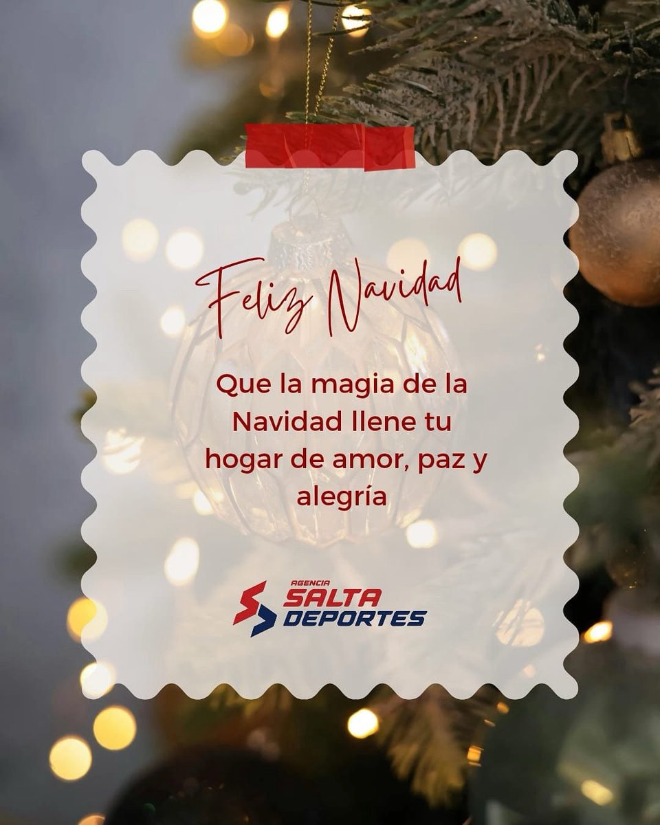 Que la Navidad sea un momento de encuentro y Paz. Es el deseo de todo el equipo de la Agencia Provincial Salta Deportes. 🙌

¡Felices Fiestas! ✨