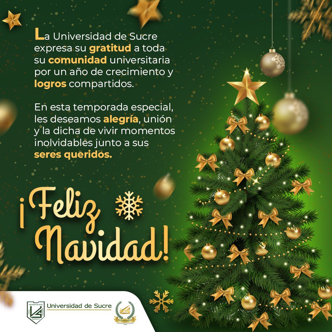 Unisucre's tweet image. 🟢⚪ Gracias por hacer de este año una historia de aprendizaje, unión y logros compartidos.

Desde la Universidad de Sucre les deseamos una Navidad llena de paz, alegría y momentos especiales en familia.

¡Feliz Navidad!🎄🎅🏻