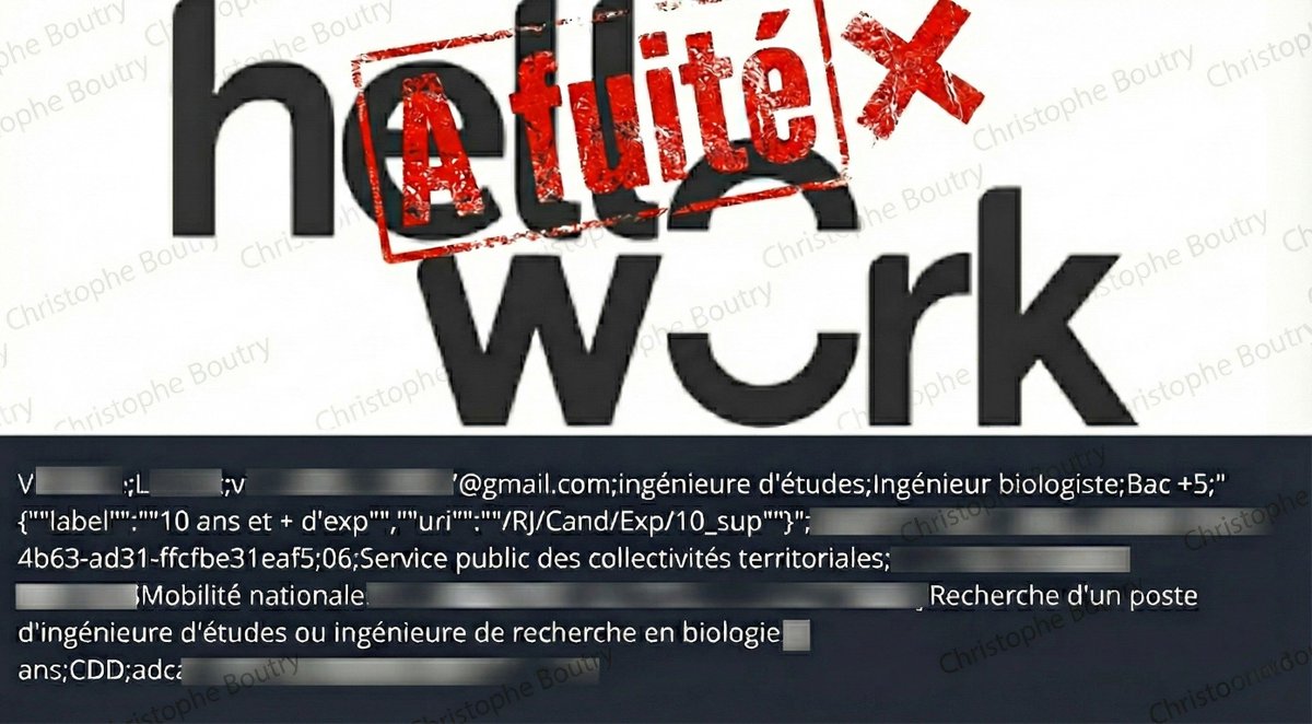 Ced_haurus's tweet image. 🚨 ALERTE LEAK - @hellowork  🇫🇷

Une base de données de 2,8 millions d'utilisateurs venant de la plateforme de recrutement Hello Work vient d'être publiée sur BreachForums ce 24 décembre. Pas de trêve pour les pirates informatiques....

↘️Cette fuite daterait de juin 2025 (date…
