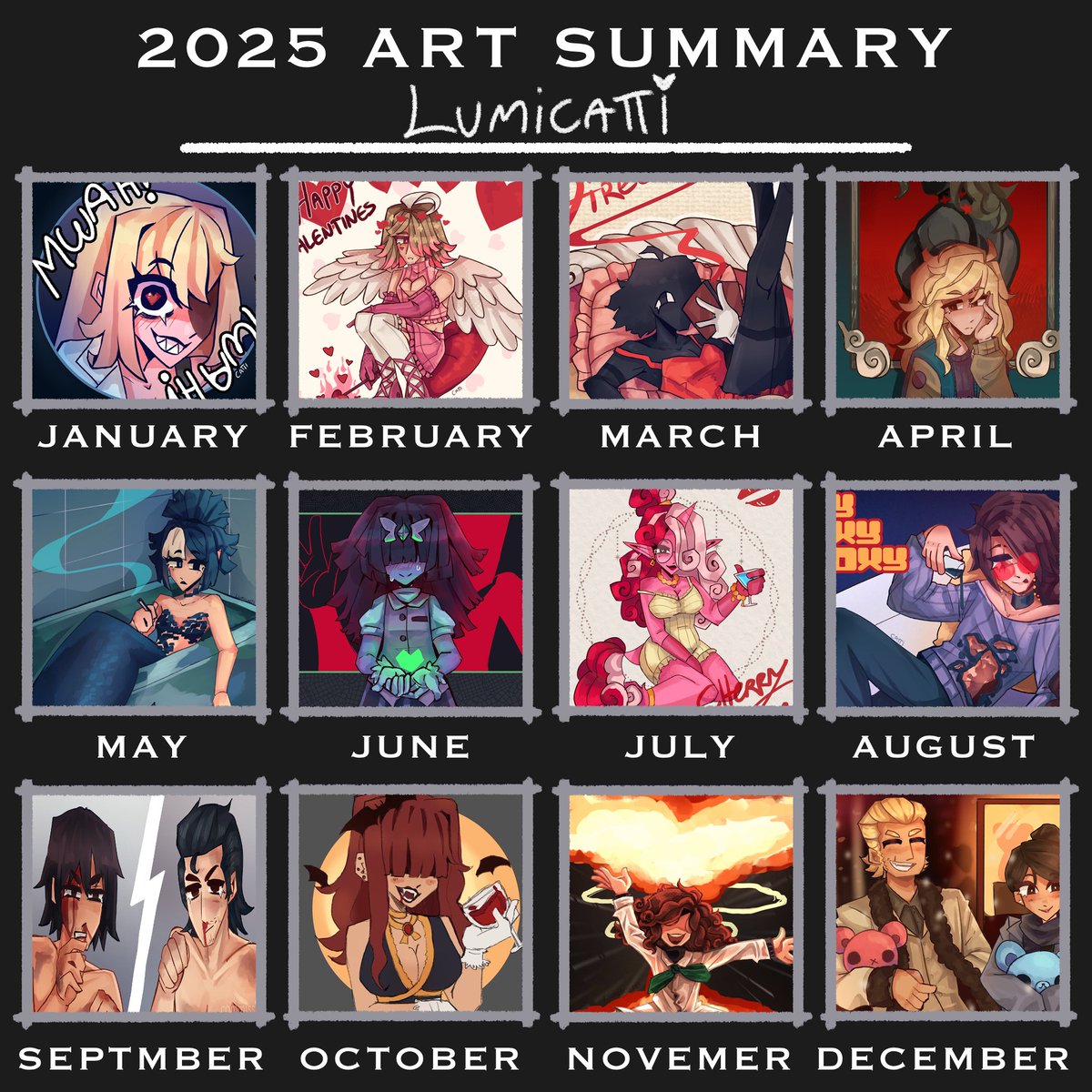 This year was very eventful, in a lot of ways. Feeling positive with the amount of art I managed to get out. here's to another year!
#artsummary @artsummary2025 #portfolio