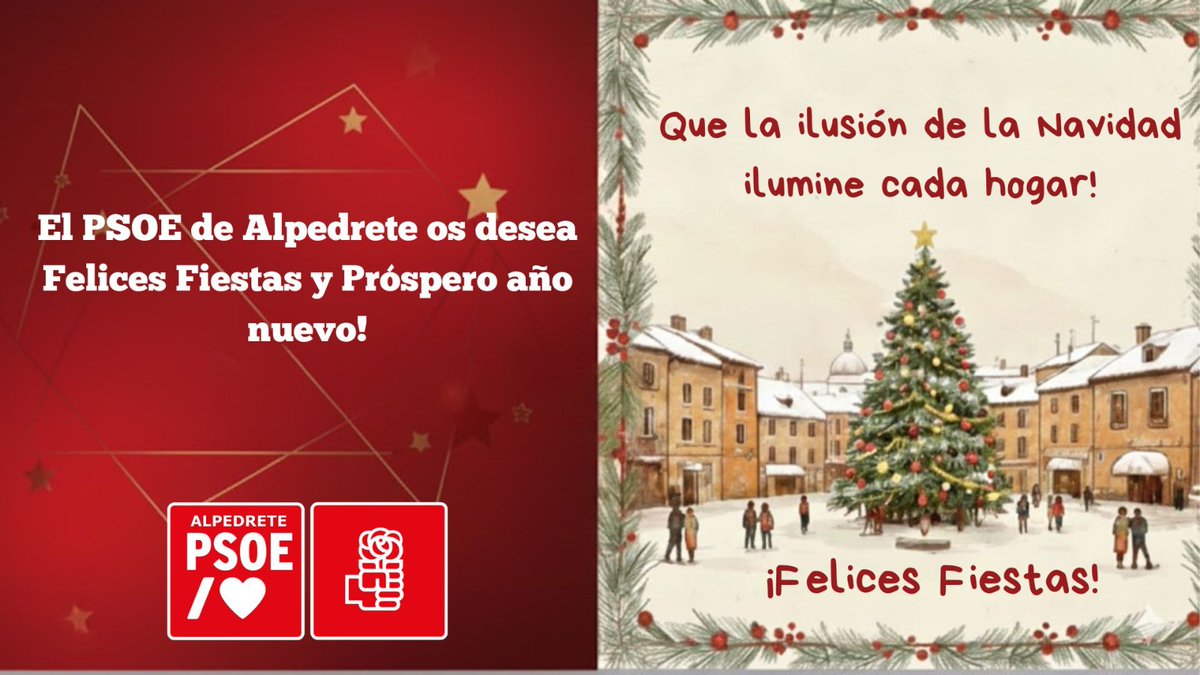 🎄El PSOE de Alpedrete os desea unas Felices Fiestas y un próspero año nuevo 2026. 🎉
#Alpedrete