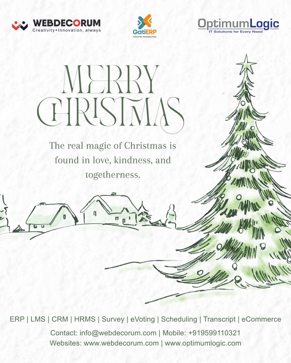 webdecorum's tweet photo. From our office to your home—Merry Christmas! 🎅✨

What is your favorite Christmas tradition? Let us know in the comments! 👇

#Webdecorum #ChristmasVibes #IndiaTech #SoftwareSolutions #GatiERP #OptimumLogic https://t.co/UuetqXrveM