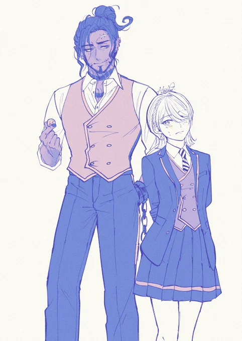 スウィ監 ※N㌃Cに着て制服を作ってもらった設定 身長・体格差を表現したくて並べたけど、みんなが(大丈夫か…?)って思う光景になっちゃった笑 監「大丈夫、今のところは」マブ「!?」