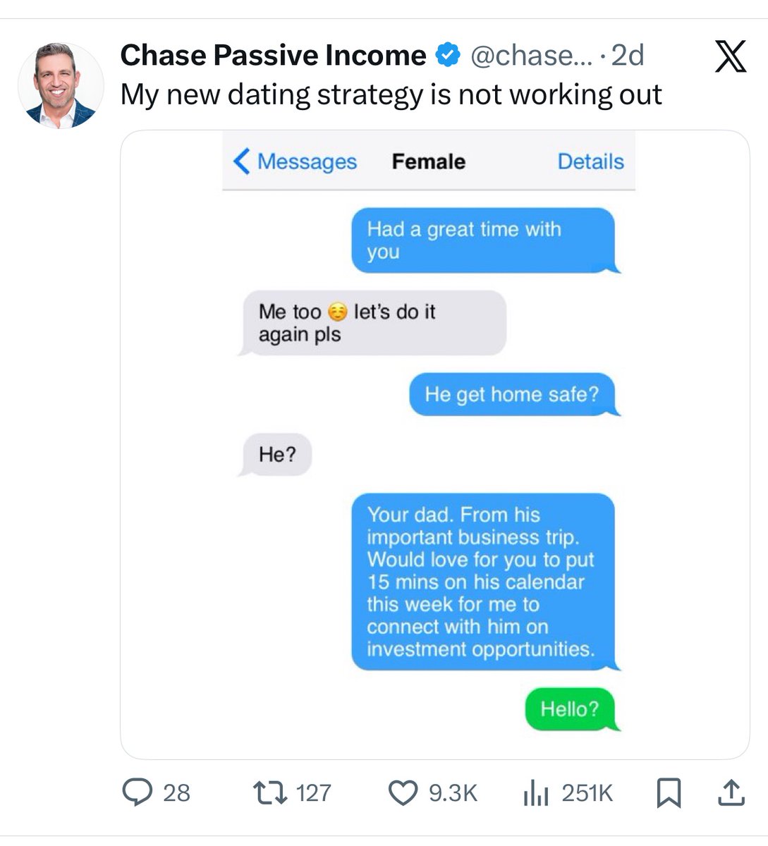 Content hack:

Many jokes do better in the form of a text conversation