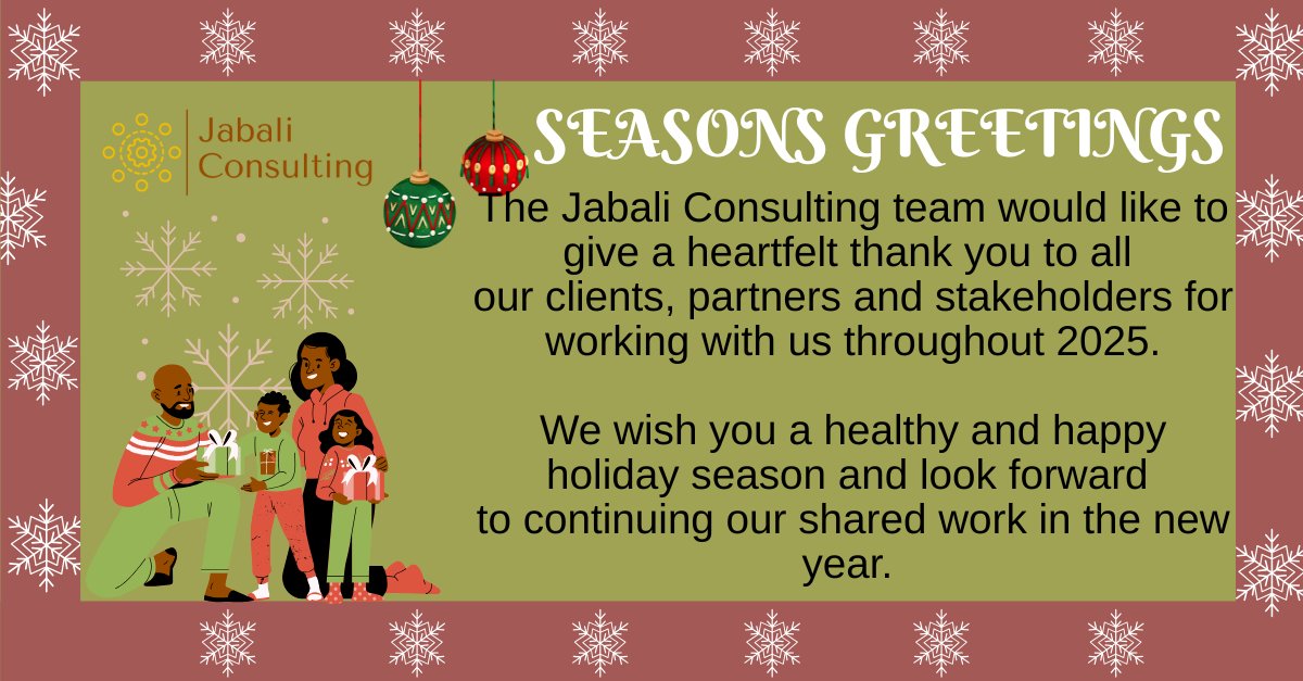 The Jabali Consulting Team wishes everyone a healthy and happy holiday season.

See you in the new year.