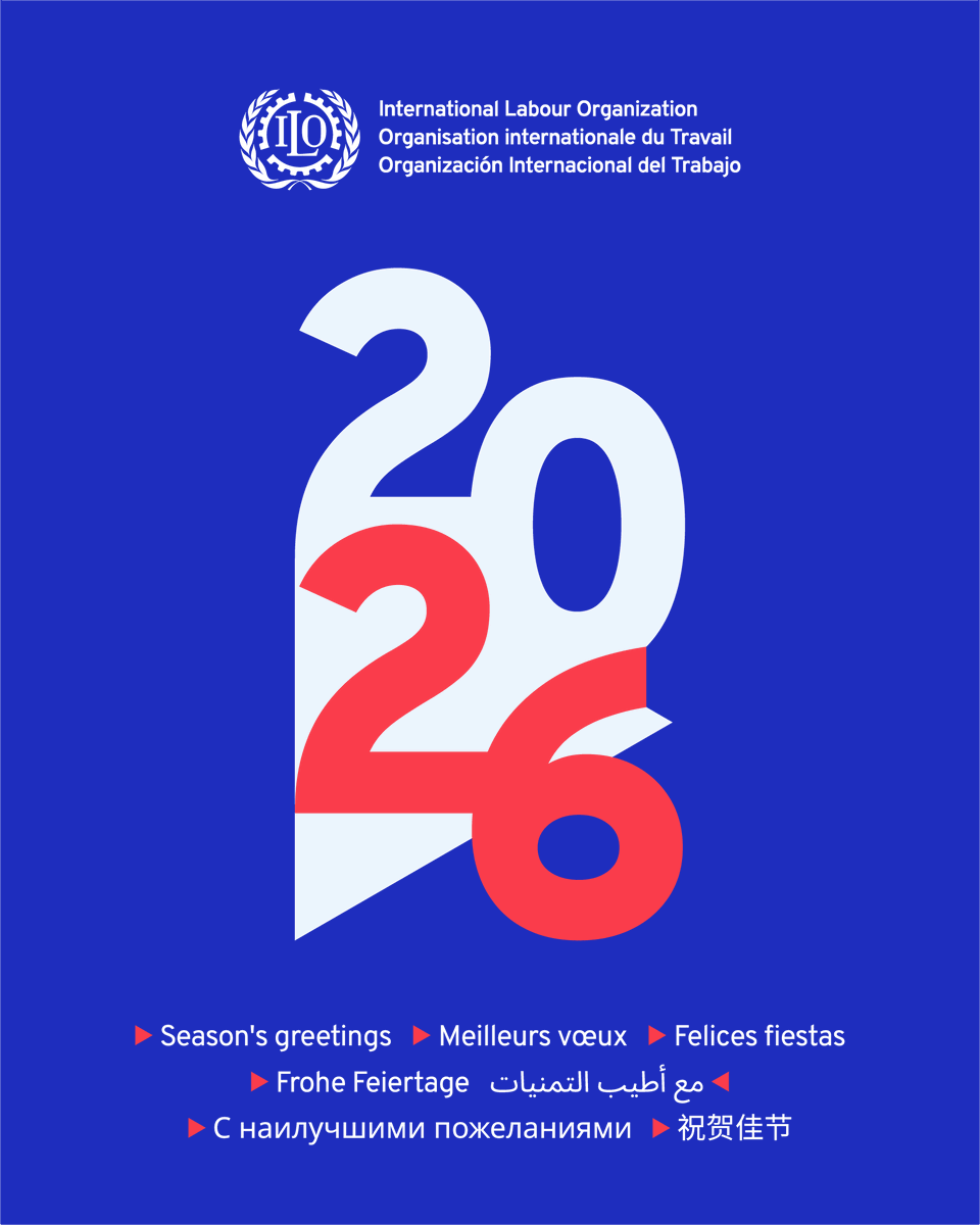 ilo's tweet photo. Season’s greetings from all of us at @‌ilo!  Wishing you a safe, healthy, and joyful holiday season!

⏩In 2026, we remain committed to advancing #SocialJustice and promoting #DecentWork for all.

🌐Visit: https://t.co/fX7buZe5WM https://t.co/IMk0qwMTyj
